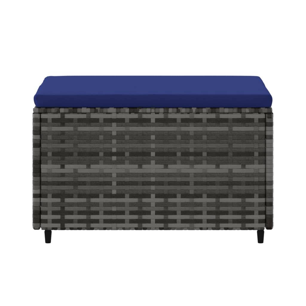 vidaXL Gartenhocker mit Kissen Grau Poly Rattan