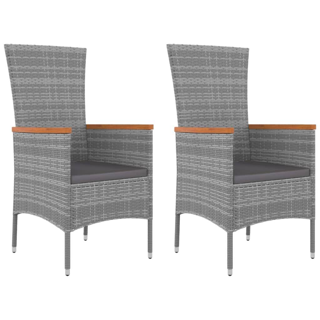 vidaXL 3-tlg. Garten-Lounge-Set Grau Poly Rattan & Massivholz Akazie