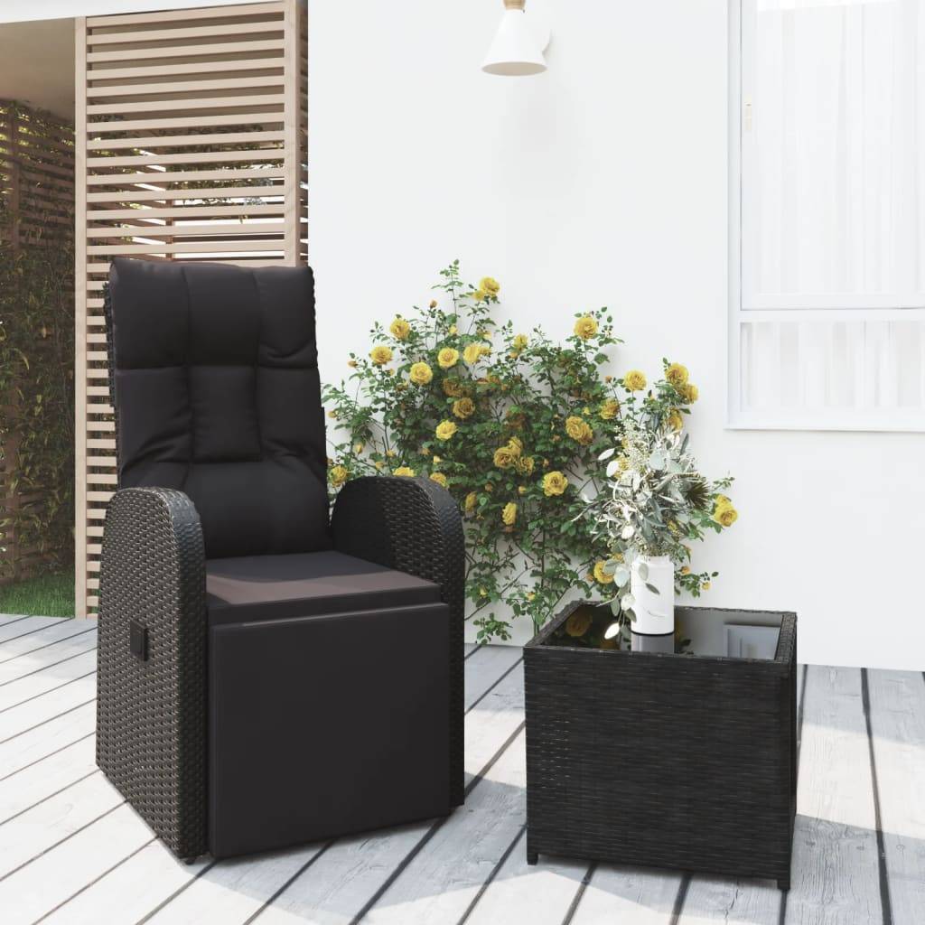 vidaXL 2-tlg. Garten-Lounge-Set Schwarz Poly Rattan & Stahl