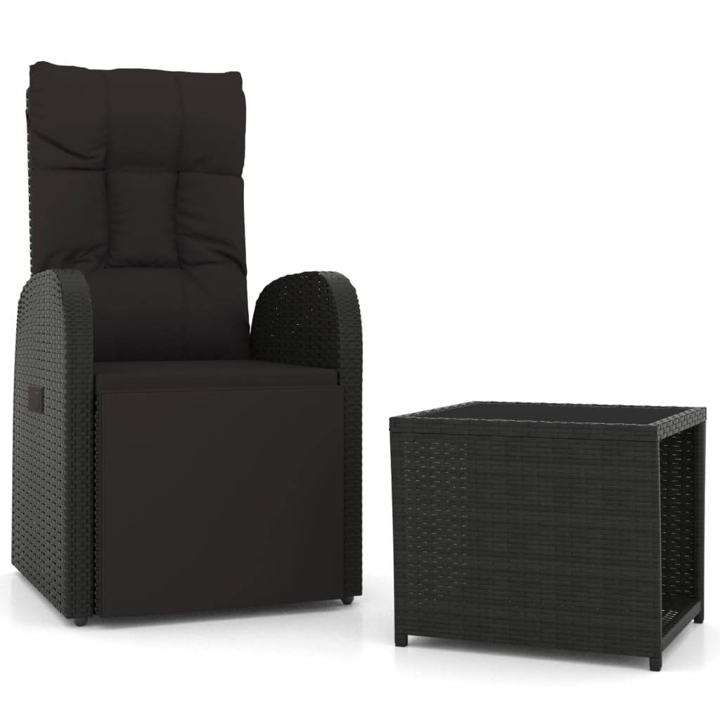 vidaXL 2-tlg. Garten-Lounge-Set Schwarz Poly Rattan & Stahl