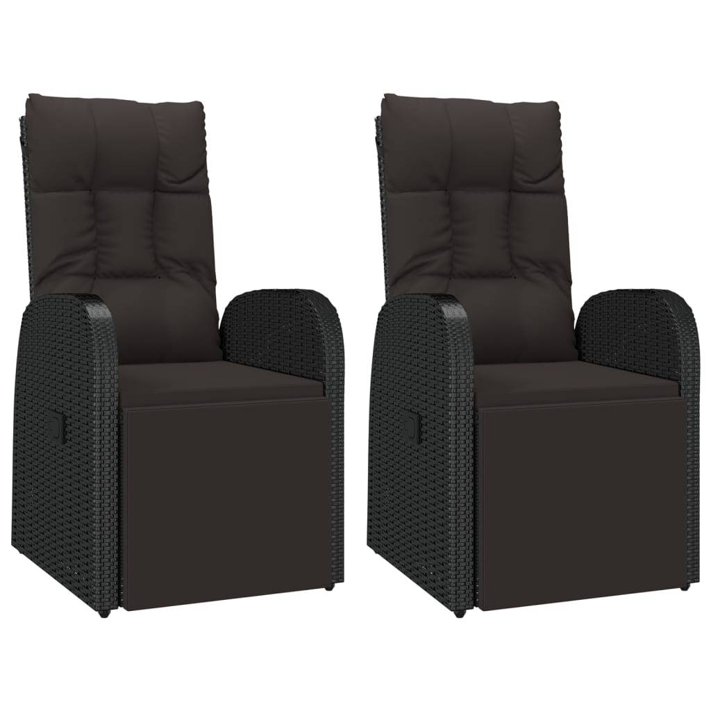 vidaXL 3-tlg. Garten-Lounge-Set Schwarz Poly Rattan & Stahl
