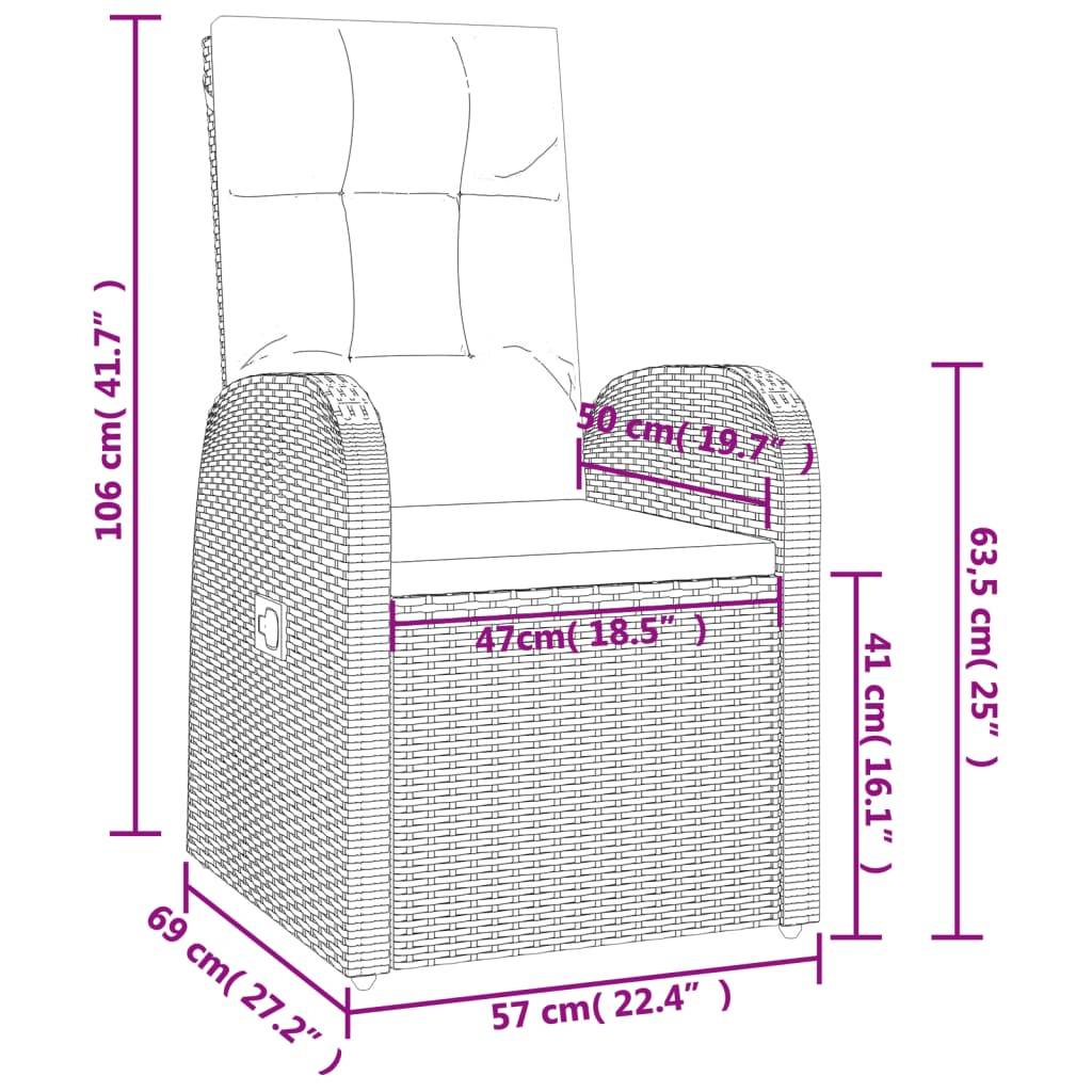 vidaXL 9-tlg. Garten-Essgruppe mit Kissen Schwarz Poly Rattan