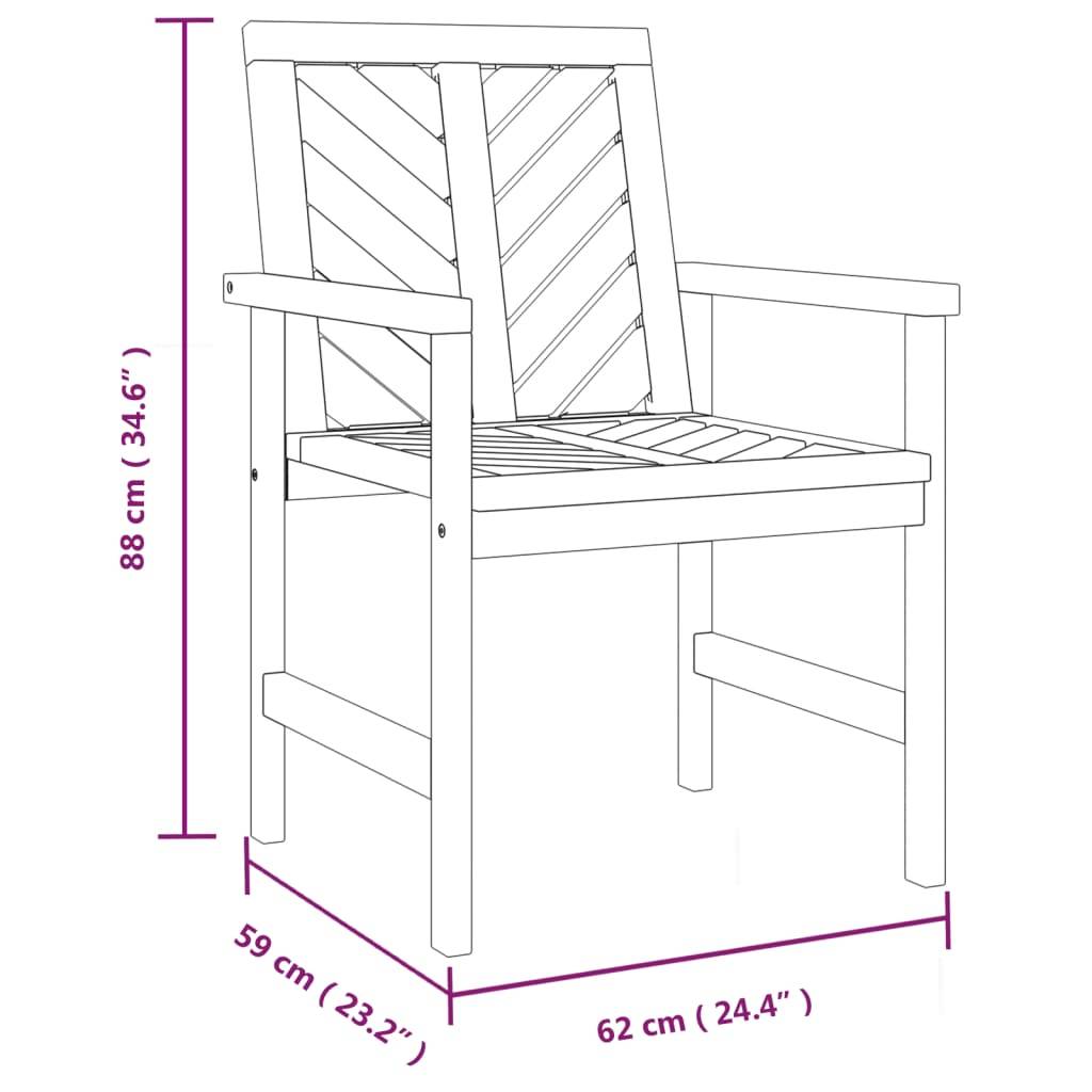 vidaXL Garten-Essstühle 2 Stk. Massivholz Akazie