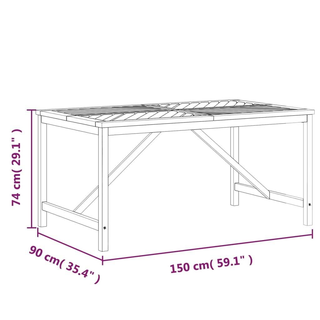 vidaXL Garten-Esstisch 150x90x74 cm Massivholz Akazie