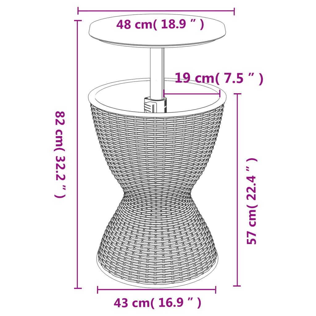 vidaXL 3-in-1 Tisch mit Eiskühler Hellbraun Polypropylen