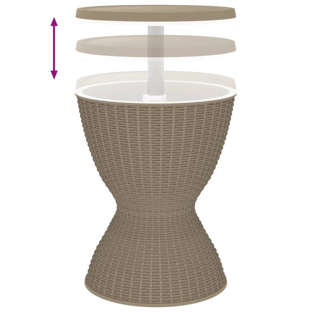 vidaXL 3-in-1 Tisch mit Eiskühler Hellbraun Polypropylen