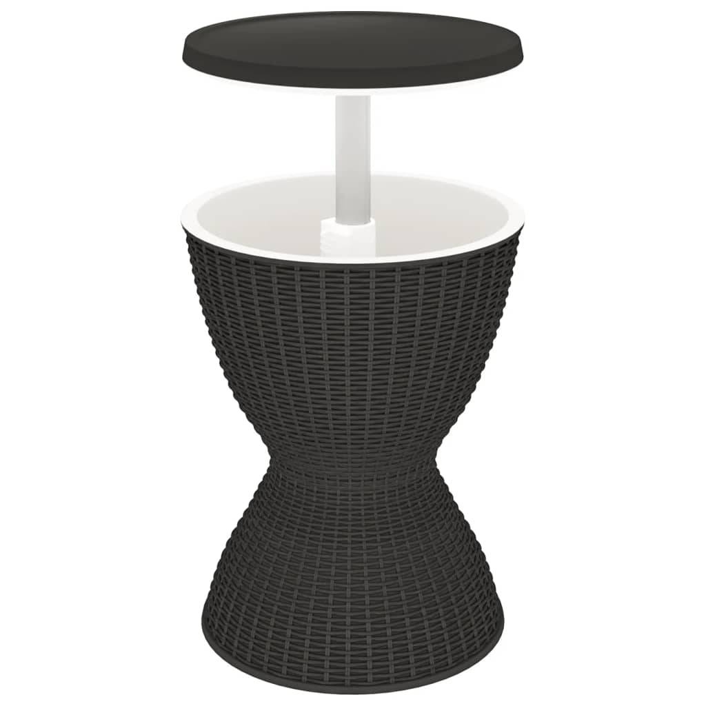 vidaXL 3-in-1 Tisch mit Eiskühler Schwarz Polypropylen