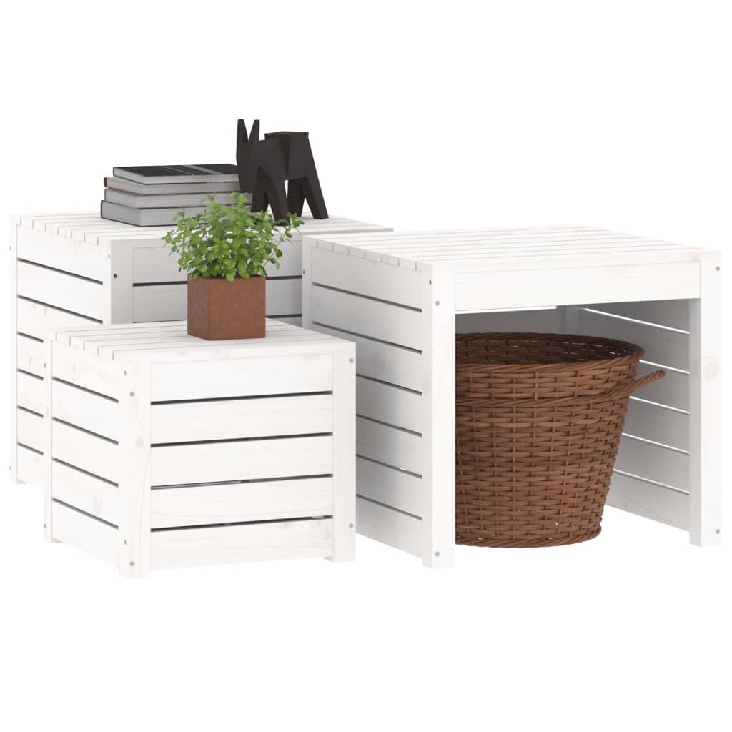 vidaXL 3-tlg. Gartenbox-Set Weiß Massivholz Kiefer