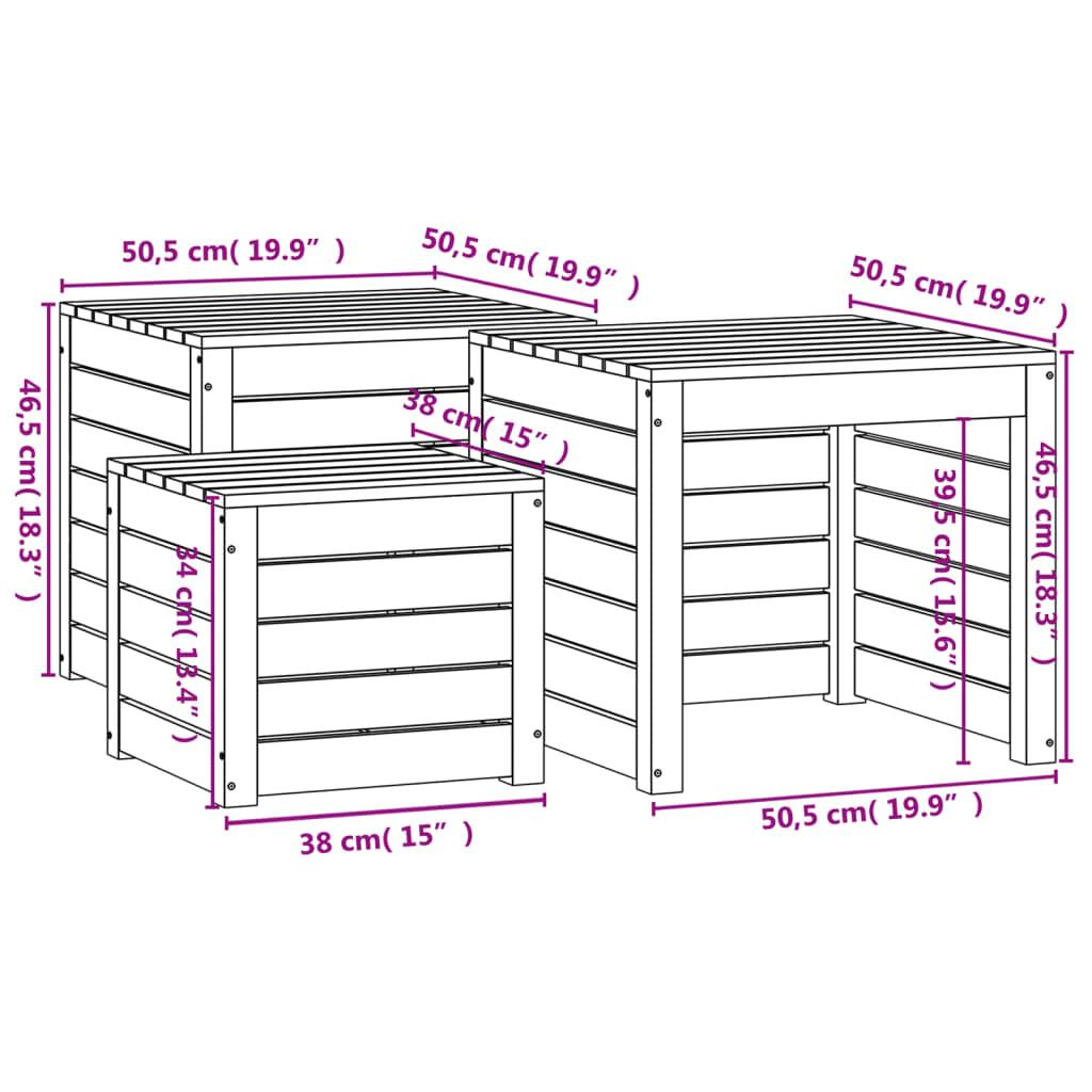 vidaXL 3-tlg. Gartenbox-Set Weiß Massivholz Kiefer