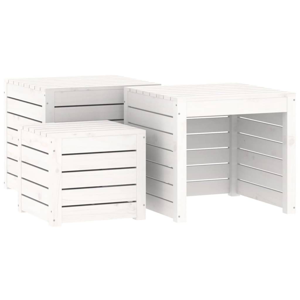 vidaXL 3-tlg. Gartenbox-Set Weiß Massivholz Kiefer