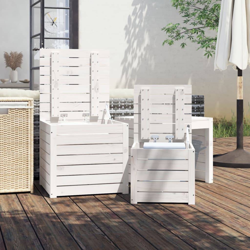vidaXL 3-tlg. Gartenbox-Set Weiß Massivholz Kiefer