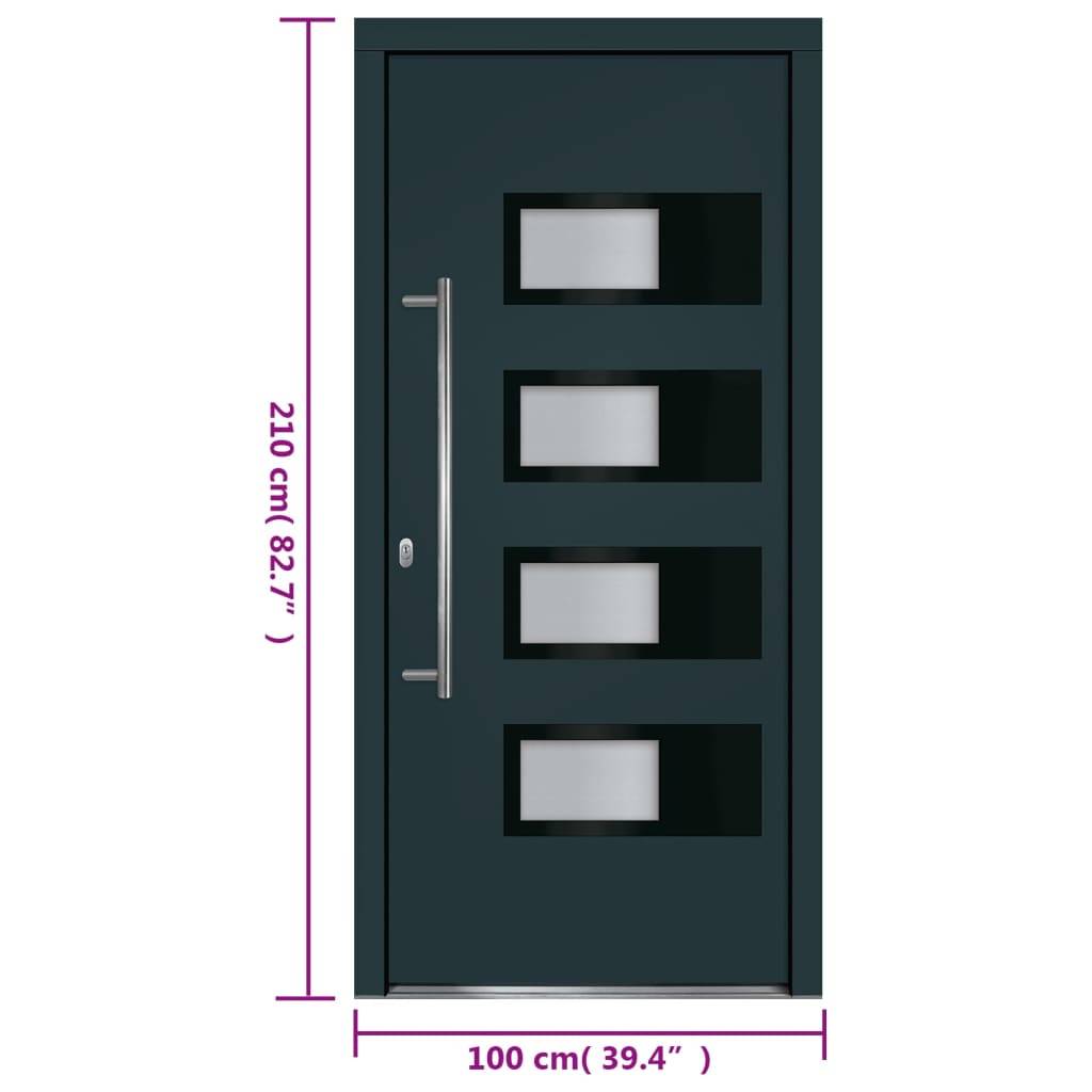 vidaXL Haustür Anthrazit 100x210 cm Aluminium und PVC