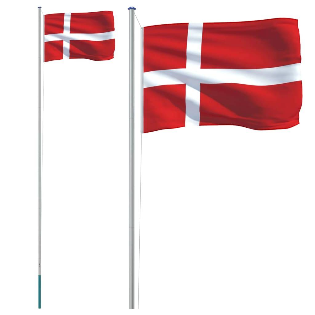 vidaXL Flagge Dänemarks mit Mast 6,23 m Aluminium