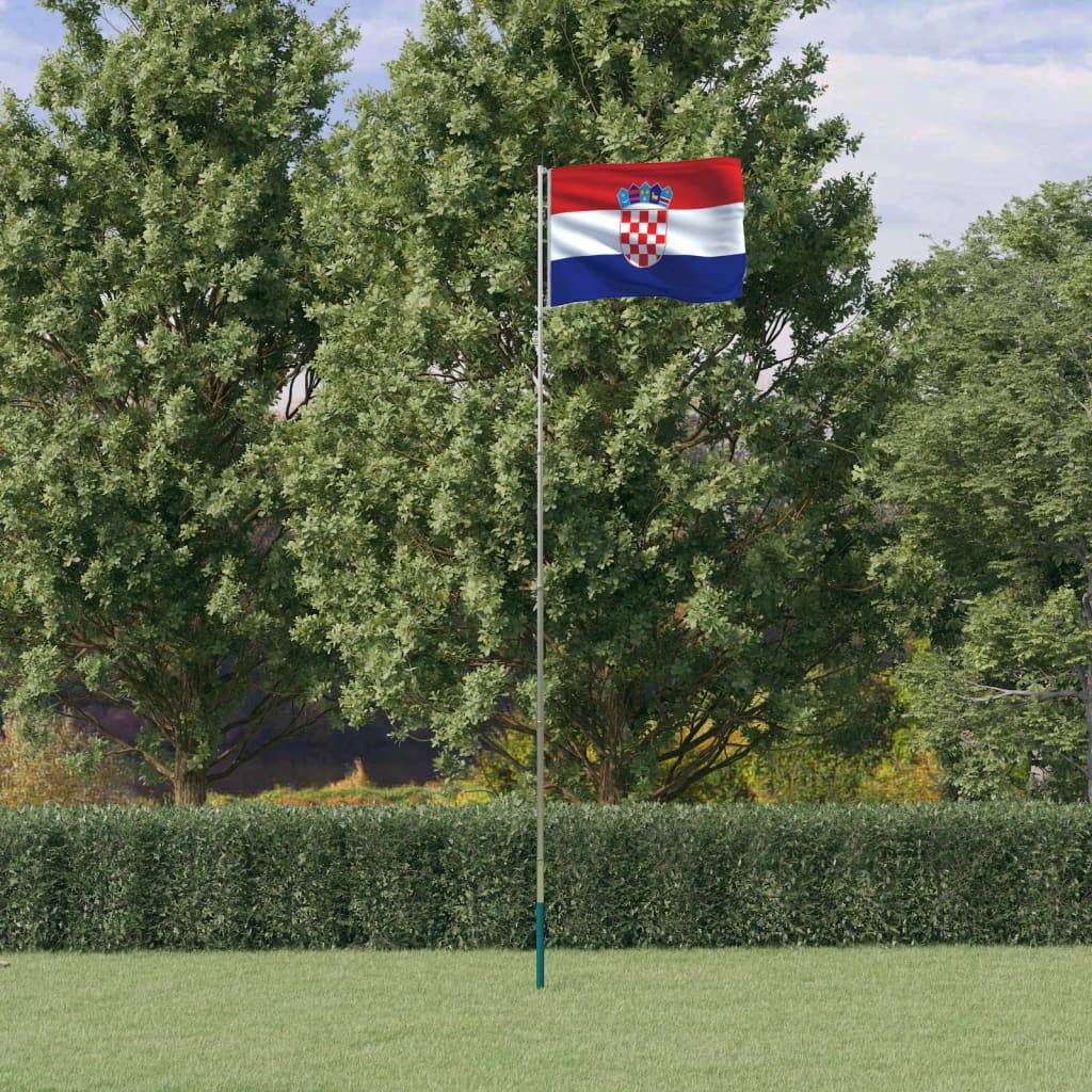 vidaXL Flagge Kroatiens mit Mast 5,55 m Aluminium