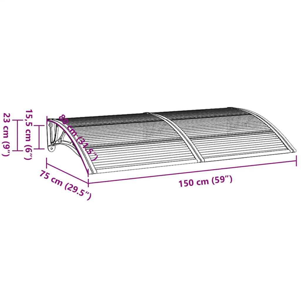 vidaXL Türvordach Schwarz und Transparent 150x75 cm Polycarbonat