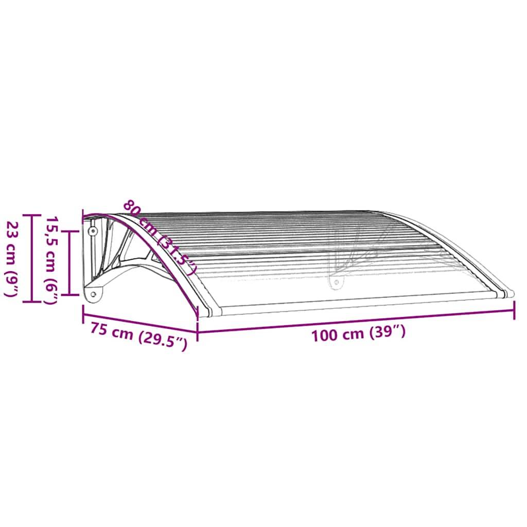 vidaXL Türvordach Schwarz und Transparent 100x75 cm Polycarbonat