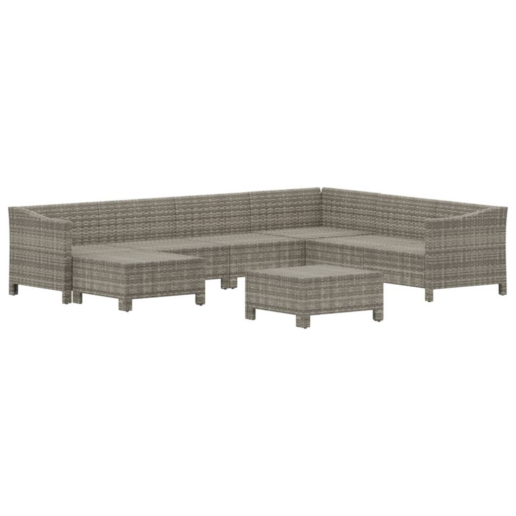 vidaXL 8-tlg. Garten-Lounge-Set mit Kissen Grau Poly Rattan