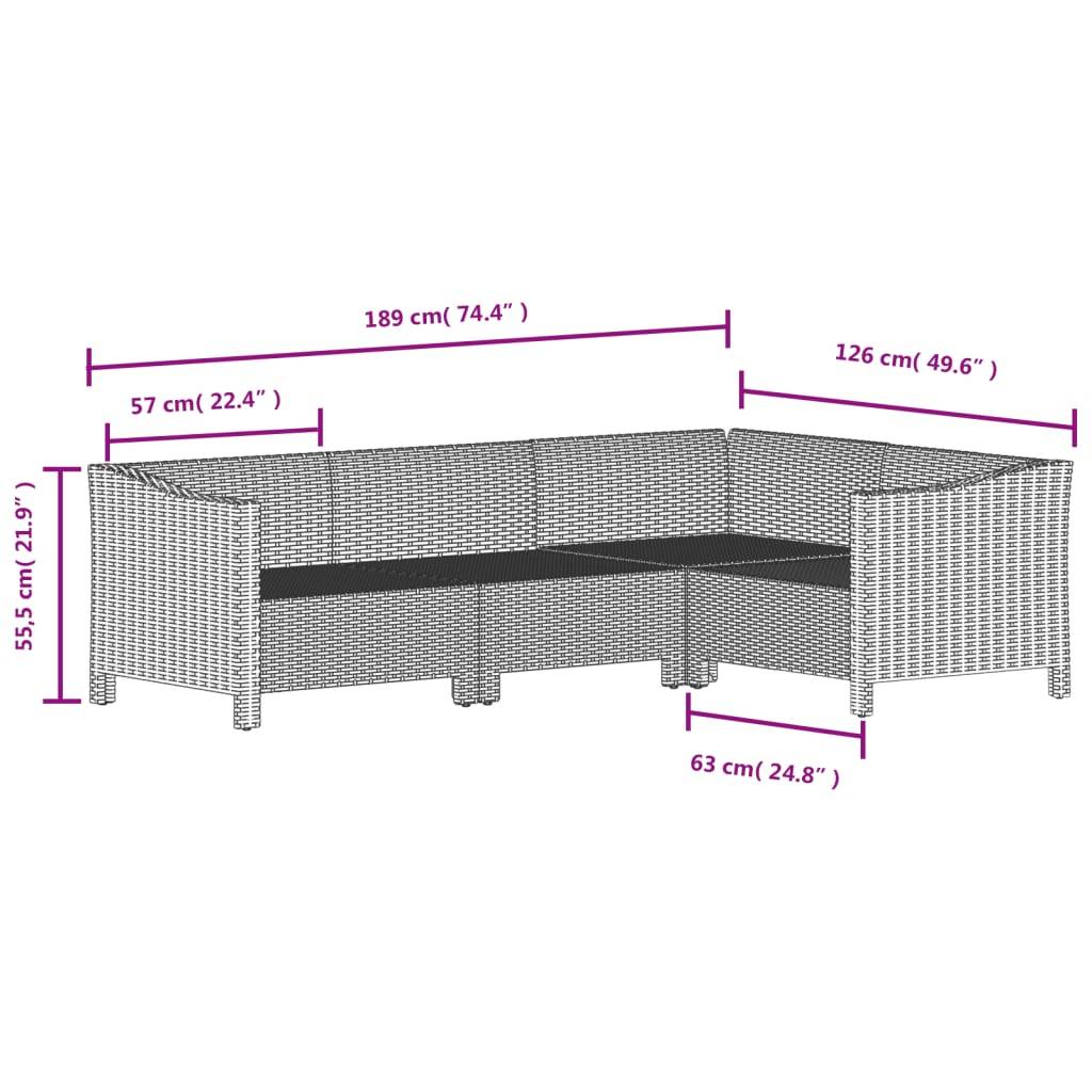 vidaXL 6-tlg. Garten-Lounge-Set mit Kissen Grau Poly Rattan