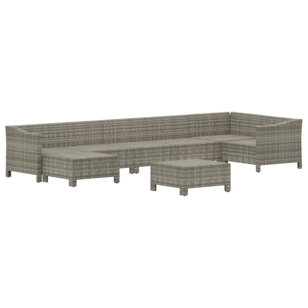 vidaXL 8-tlg. Garten-Lounge-Set mit Kissen Grau Poly Rattan