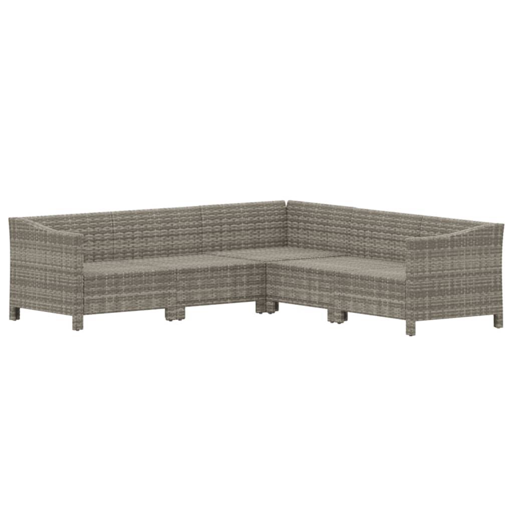 vidaXL 5-tlg. Garten-Lounge-Set mit Kissen Grau Poly Rattan