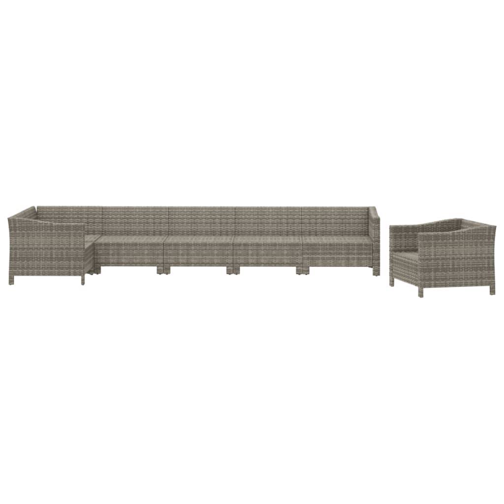 vidaXL 7-tlg. Garten-Lounge-Set mit Kissen Grau Poly Rattan