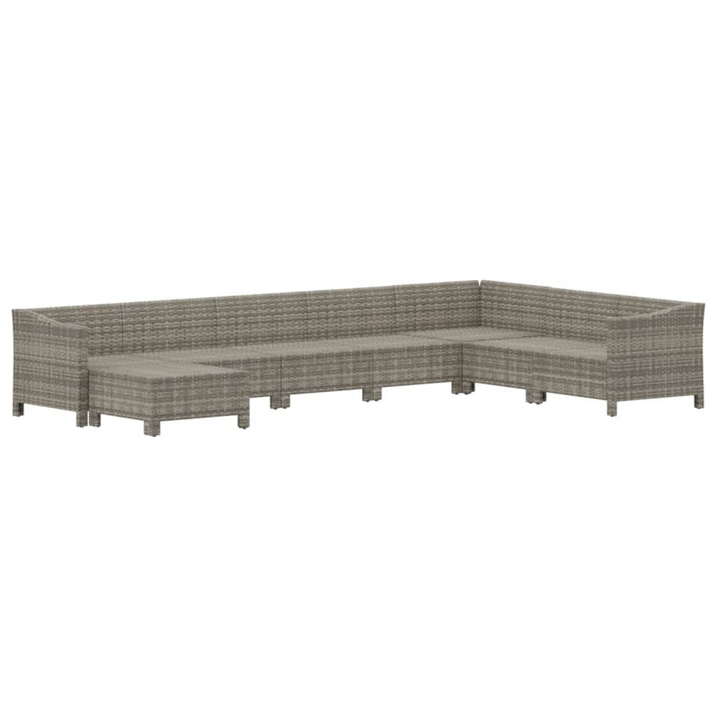 vidaXL 8-tlg. Garten-Lounge-Set mit Kissen Grau Poly Rattan
