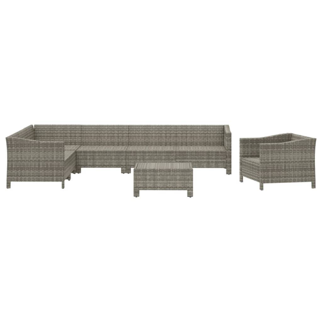 vidaXL 8-tlg. Garten-Lounge-Set mit Kissen Grau Poly Rattan