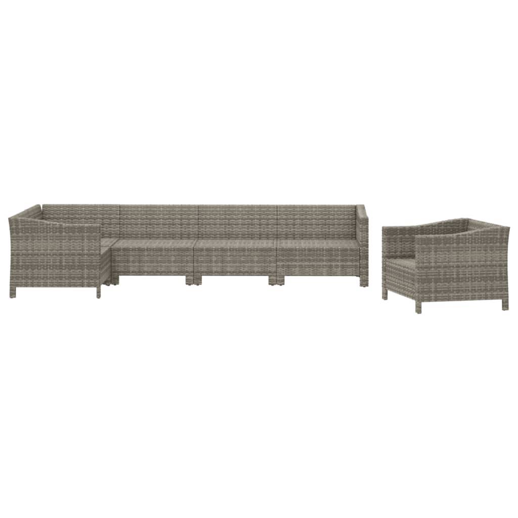 vidaXL 6-tlg. Garten-Lounge-Set mit Kissen Grau Poly Rattan