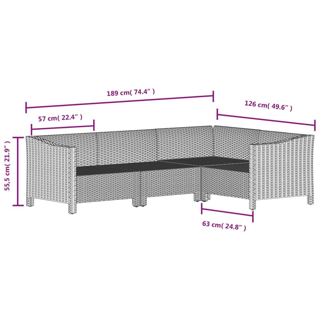 vidaXL 6-tlg. Garten-Lounge-Set mit Kissen Grau Poly Rattan