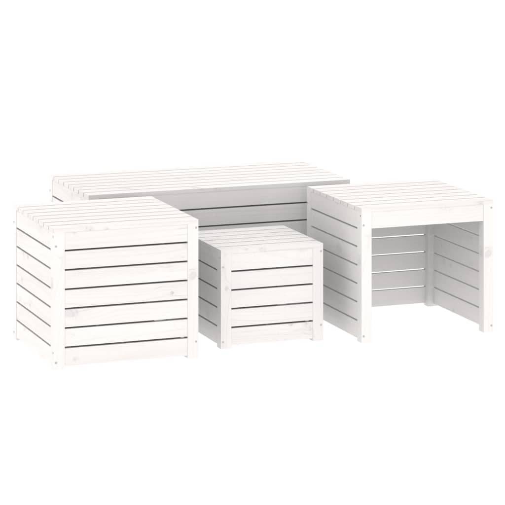 vidaXL 4-tlg. Gartenbox-Set Weiß Massivholz Kiefer