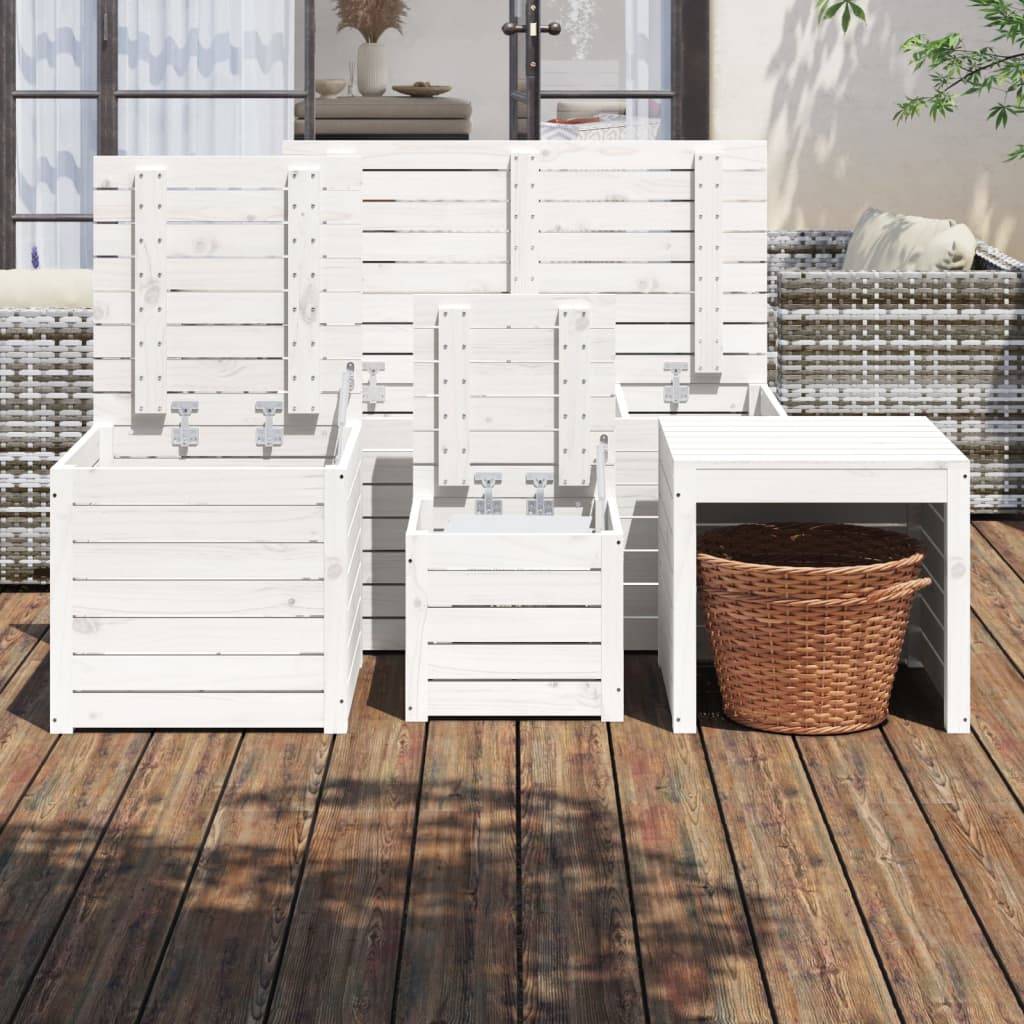 vidaXL 4-tlg. Gartenbox-Set Weiß Massivholz Kiefer