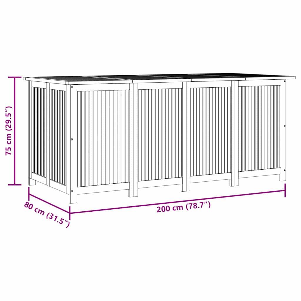 vidaXL Gartenbox 200x80x75 cm Massivholz Akazie