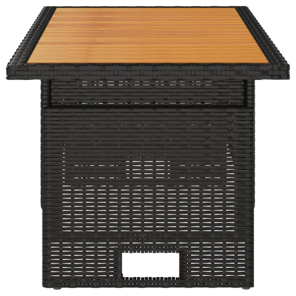 vidaXL Gartentisch Schwarz 100x50x43/63 cm Akazienholz & Poly Rattan