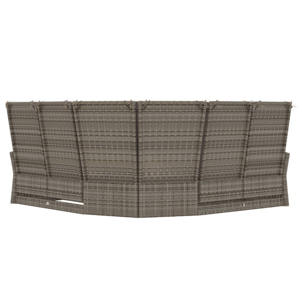 vidaXL Ecksofa mit Liegefunktion und Kissen Grau Poly Rattan