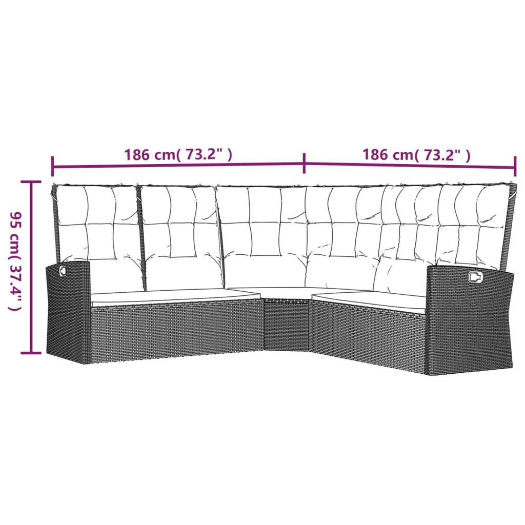 vidaXL 3-tlg. Garten-Lounge-Set mit Kissen Grau Poly Rattan