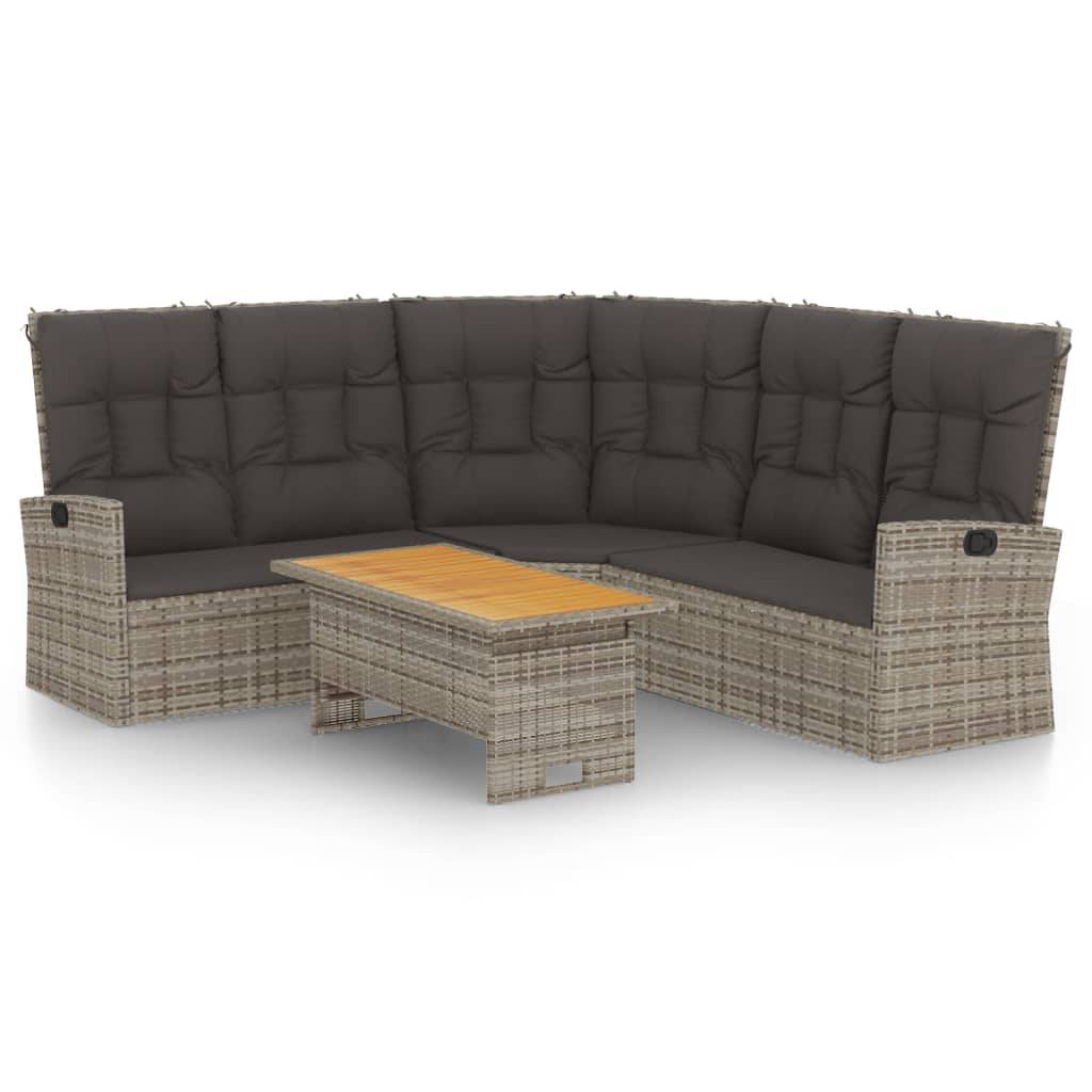 vidaXL 2-tlg. Garten-Lounge-Set mit Kissen Grau Poly Rattan