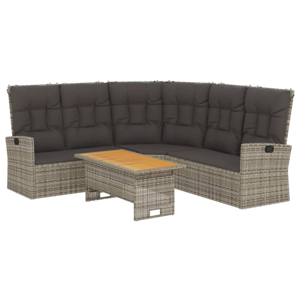 vidaXL 2-tlg. Garten-Lounge-Set mit Kissen Grau Poly Rattan