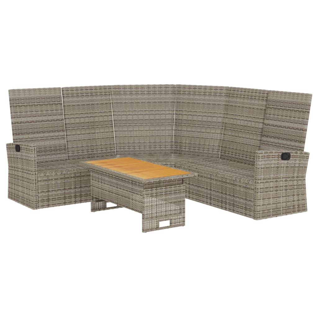 vidaXL 2-tlg. Garten-Lounge-Set mit Kissen Grau Poly Rattan
