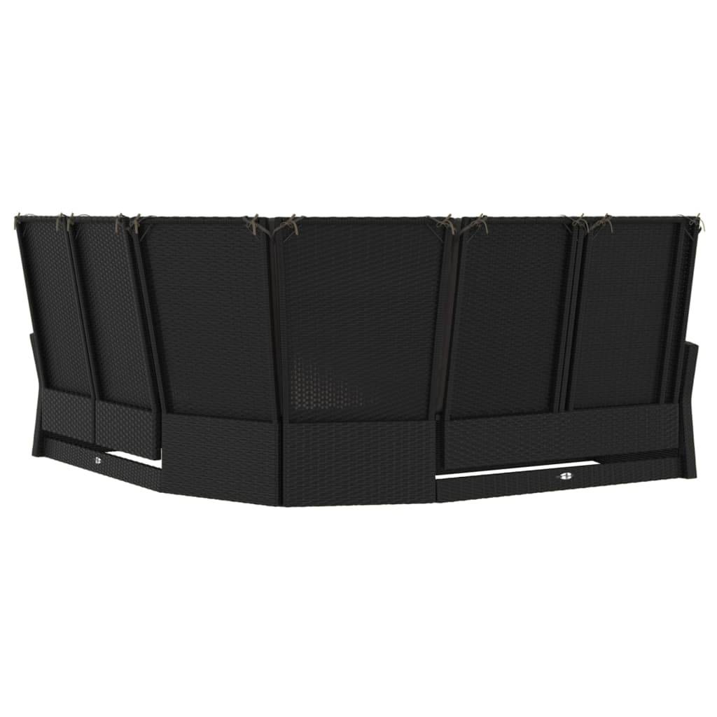 vidaXL Ecksofa mit Liegefunktion und Kissen Schwarz Poly Rattan