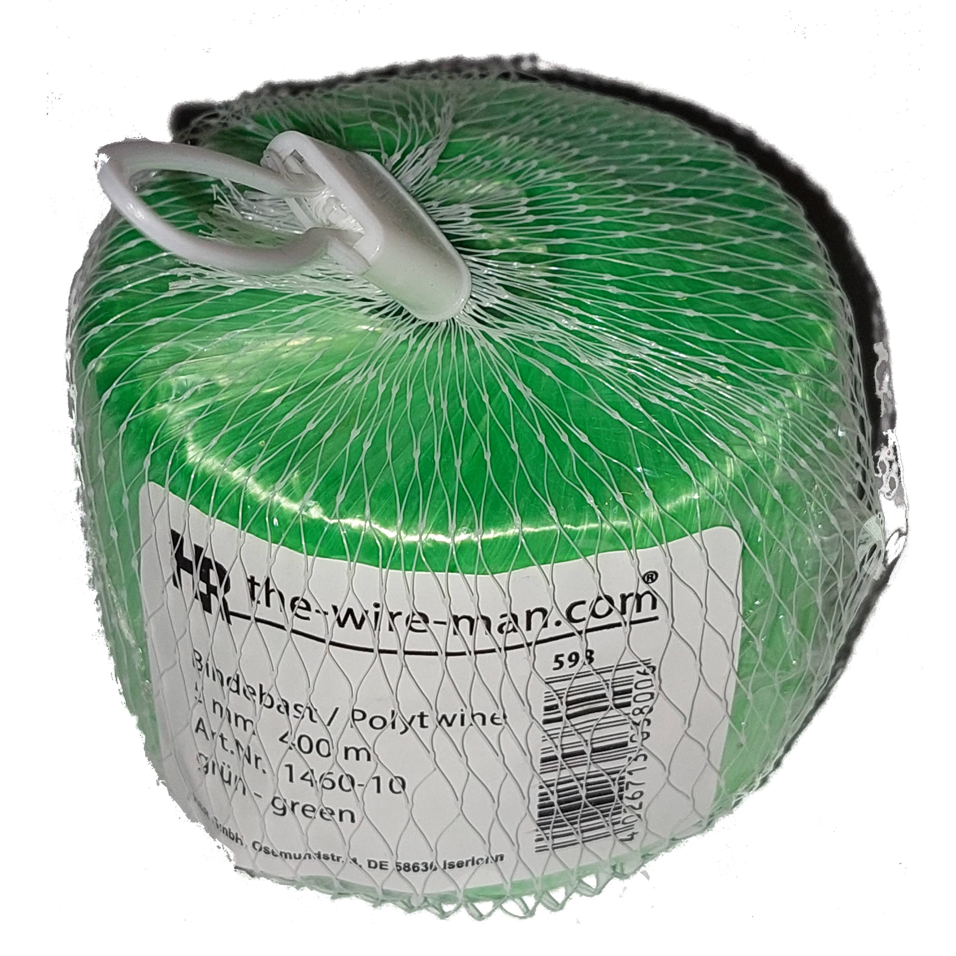 1x Polybast Bindebast Bastband Blumenbast im Netz mit Aufhänger 5mm 400m. grün