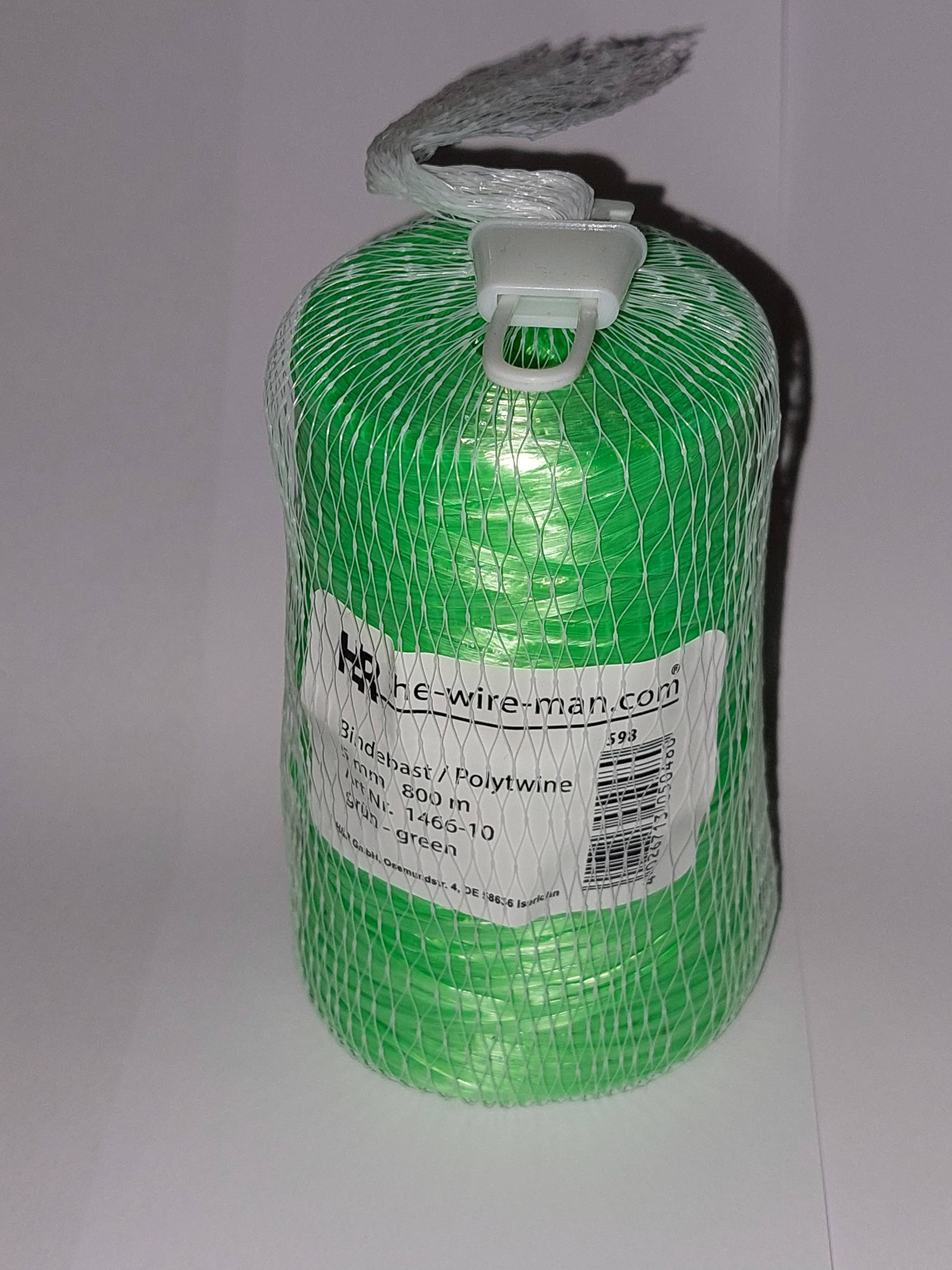 Polybast Bindebast Bastband Blumenbast im Netz mit Aufhänger 5mm 800m. grün
