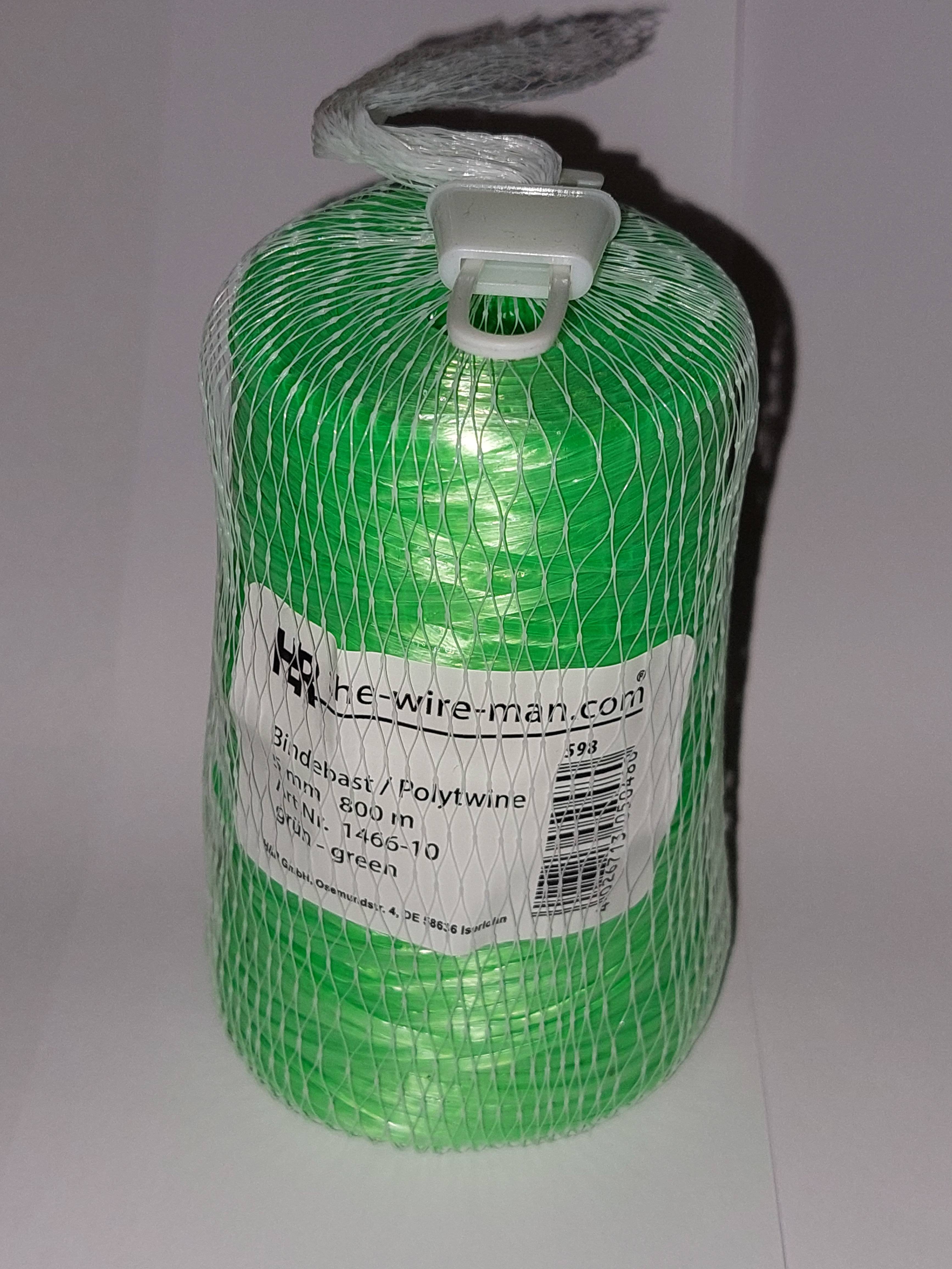 Polybast Bindebast Bastband Blumenbast im Netz mit Aufhänger 5mm 800m. grün