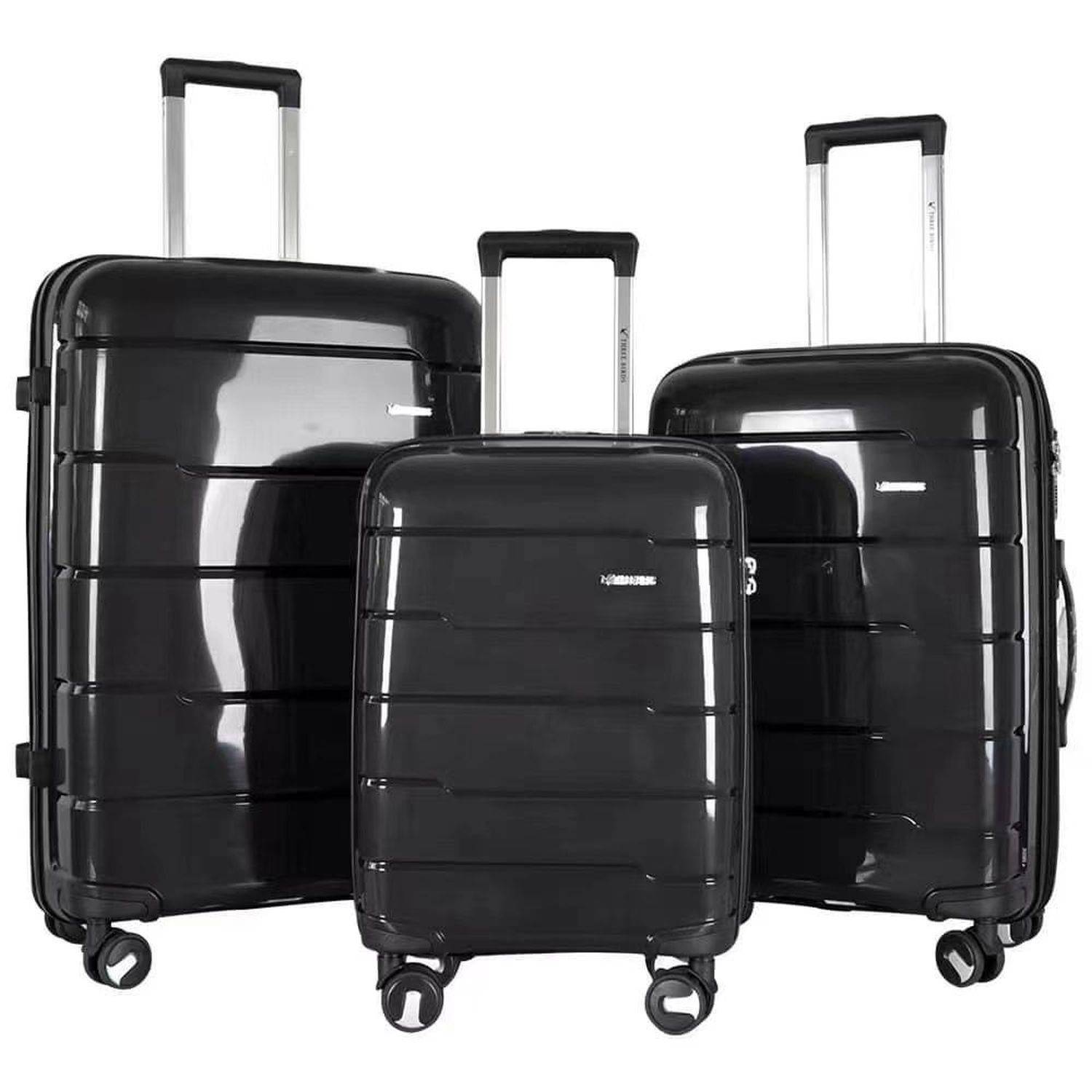 Reisekoffer Koffer 3 tlg Hartschale Trolley Set Kofferset Handgepäck Gepäck Reisetasche Schwarz