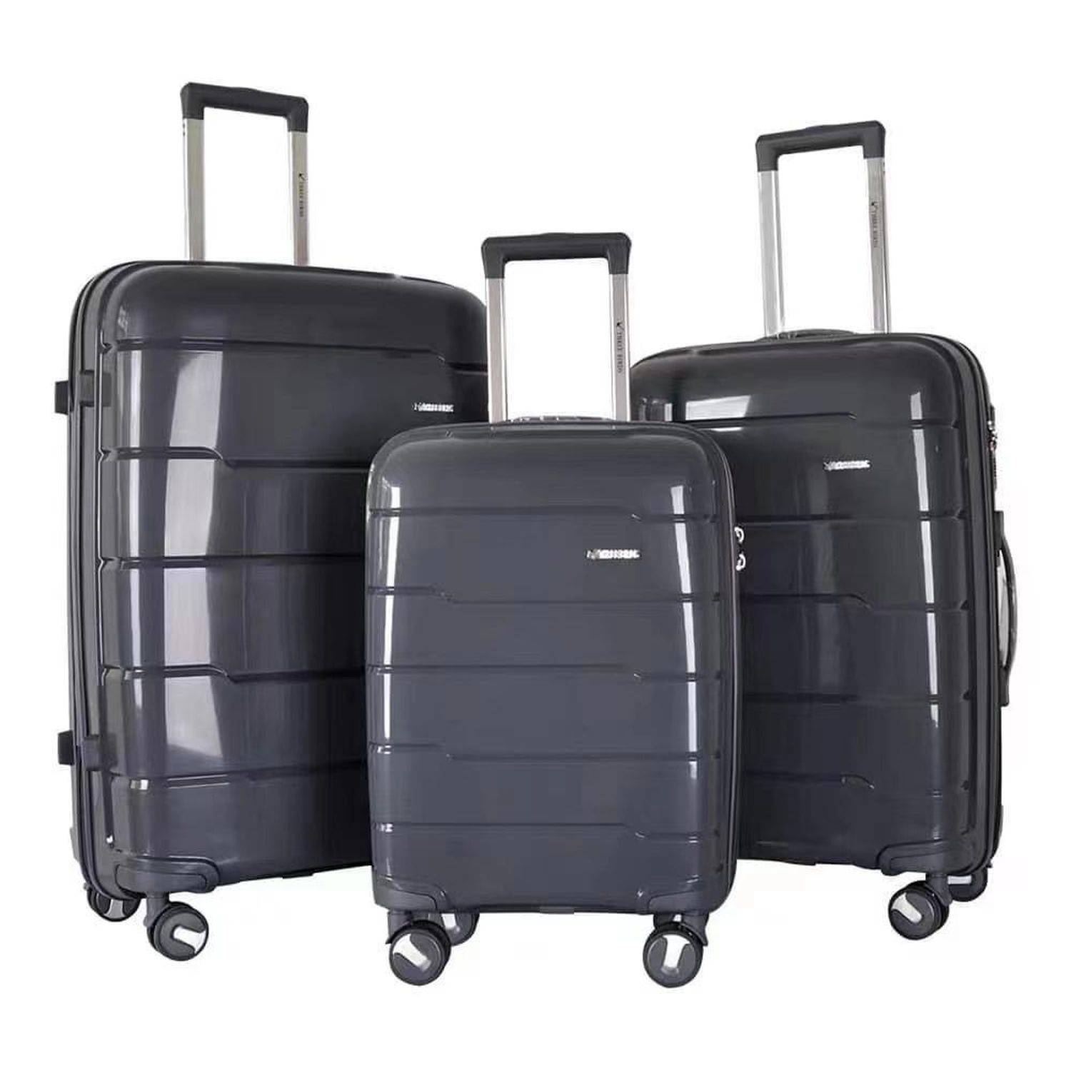 Reisekoffer Koffer 3 tlg Hartschale Trolley Set Kofferset Handgepäck Gepäck Reisetasche grau