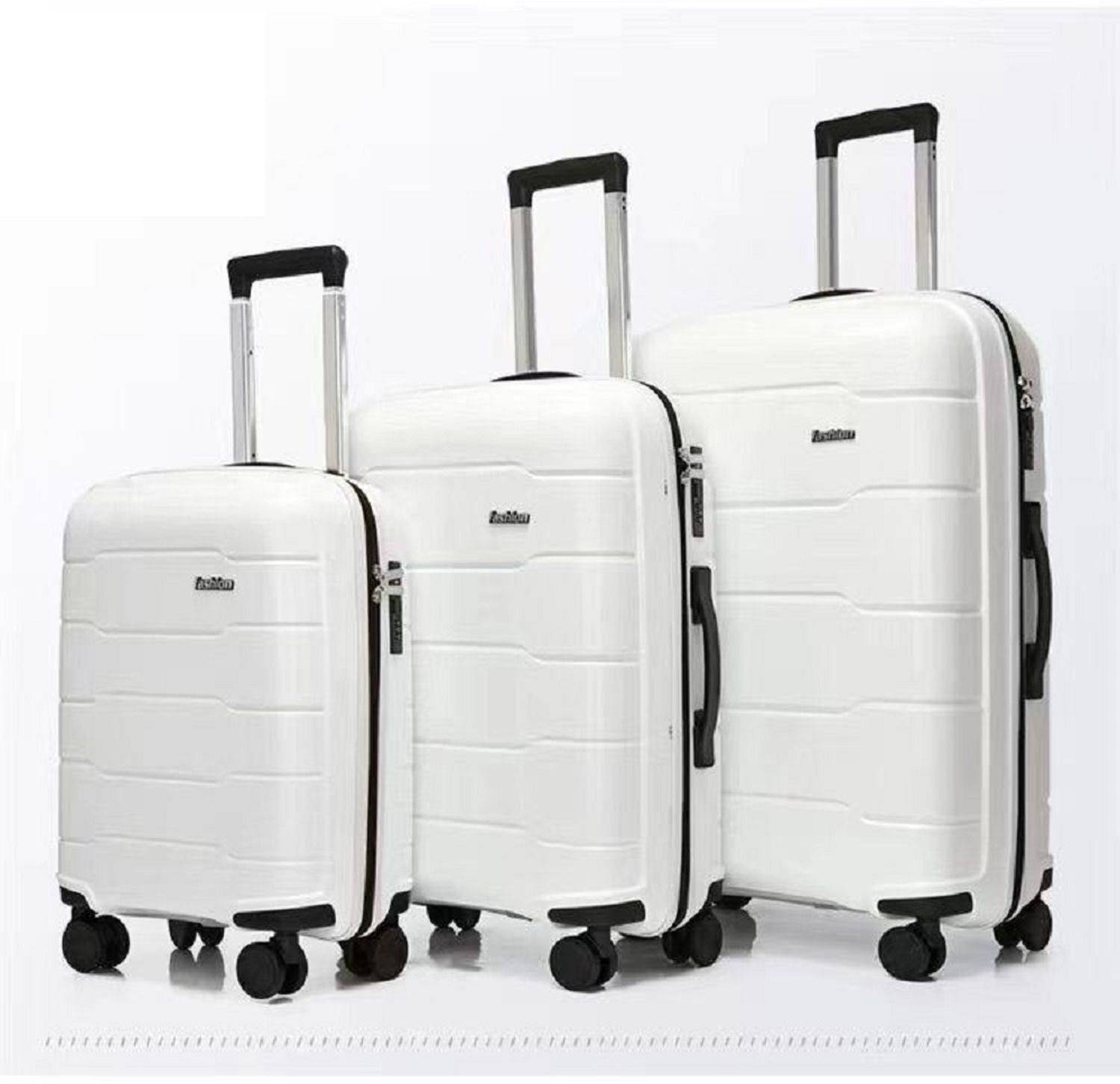 Reisekoffer Koffer 3 tlg Hartschale Trolley Set Kofferset Handgepäck Gepäck Reisetasche Weiß
