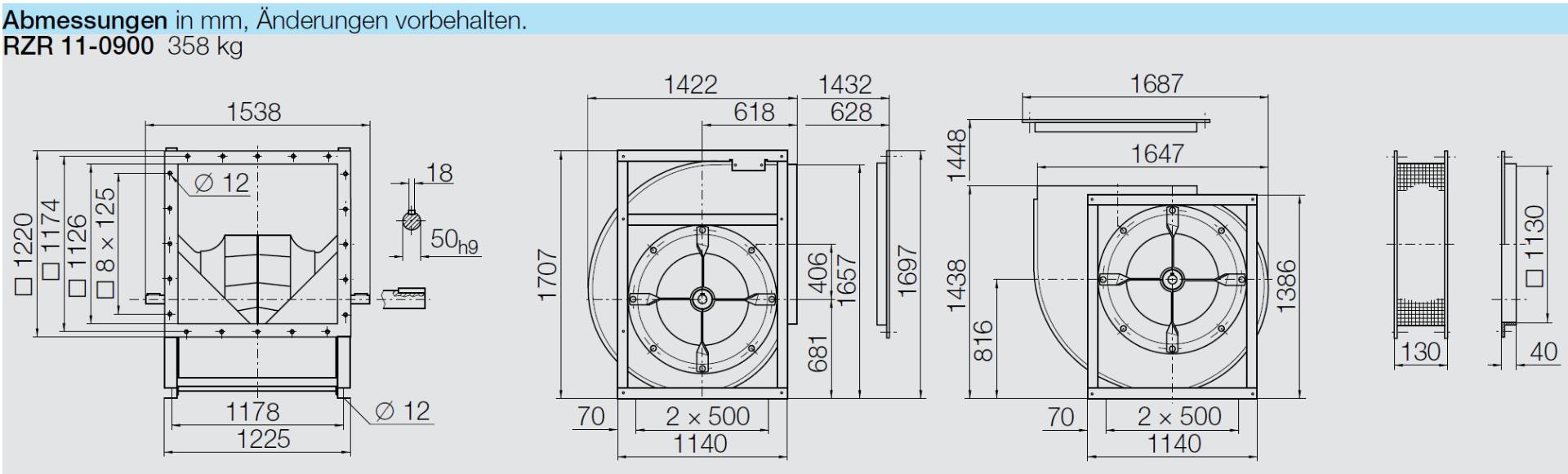 Nicotra-Gebhardt Ventilator, Typ: RZR 11-0900