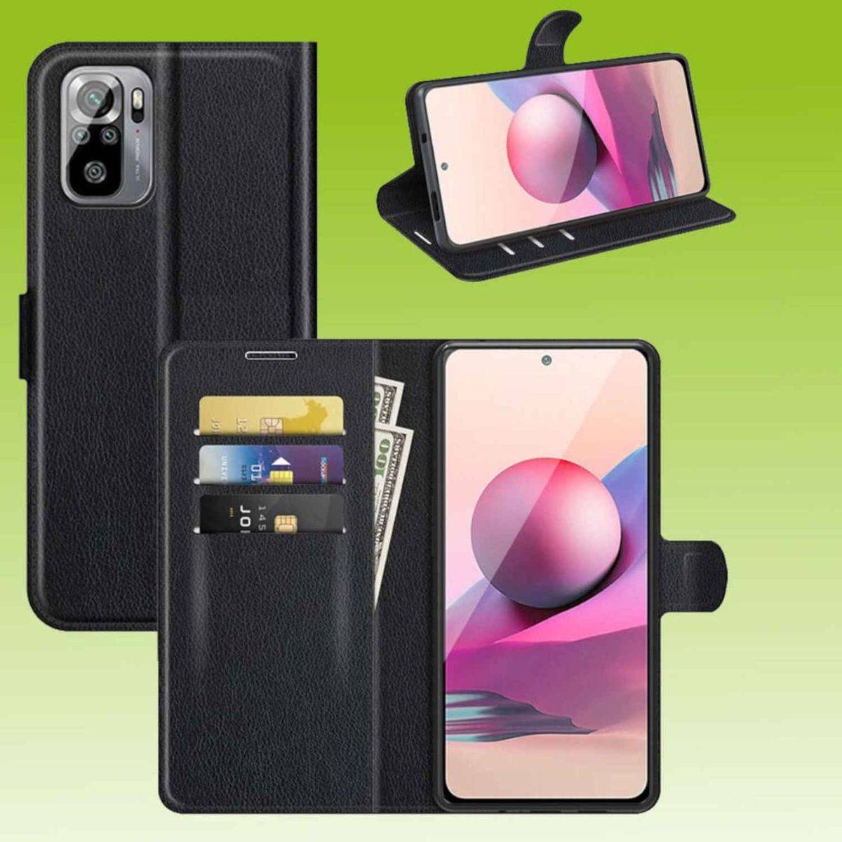 Für Xiaomi Redmi Note 10 5G Handy Tasche Wallet Premium Schwarz Schutz Hülle Case Cover Etuis Neu Zubehör