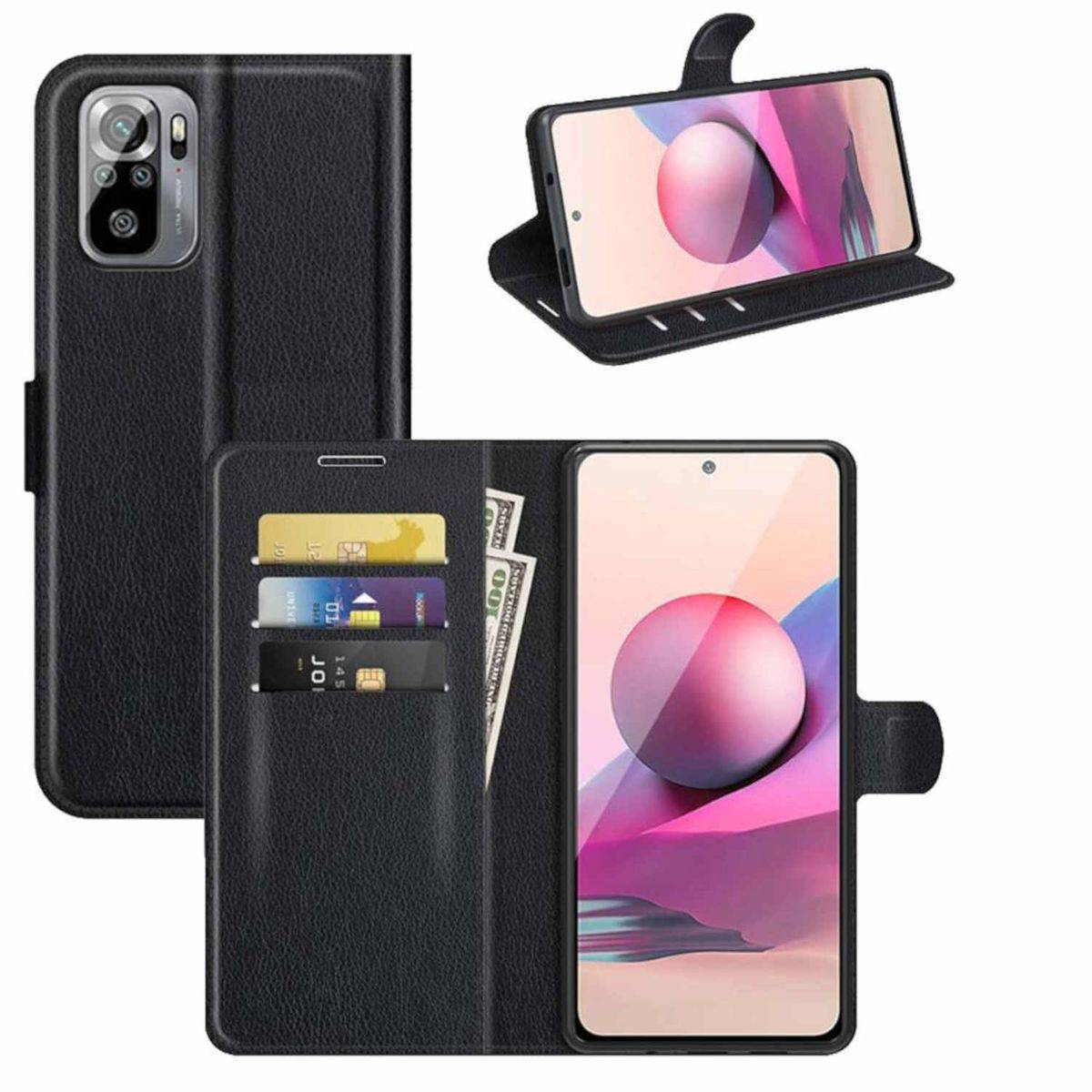 Für Xiaomi Redmi Note 10 5G Handy Tasche Wallet Premium Schwarz Schutz Hülle Case Cover Etuis Neu Zubehör