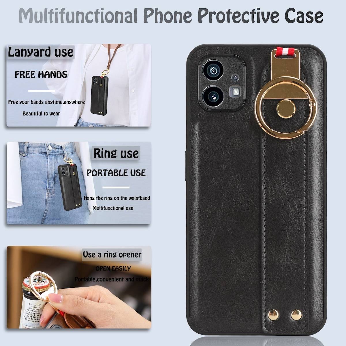 Für Nothing Phone 1 Handy Tasche Hülle mit Armbandhalter Ringalterung