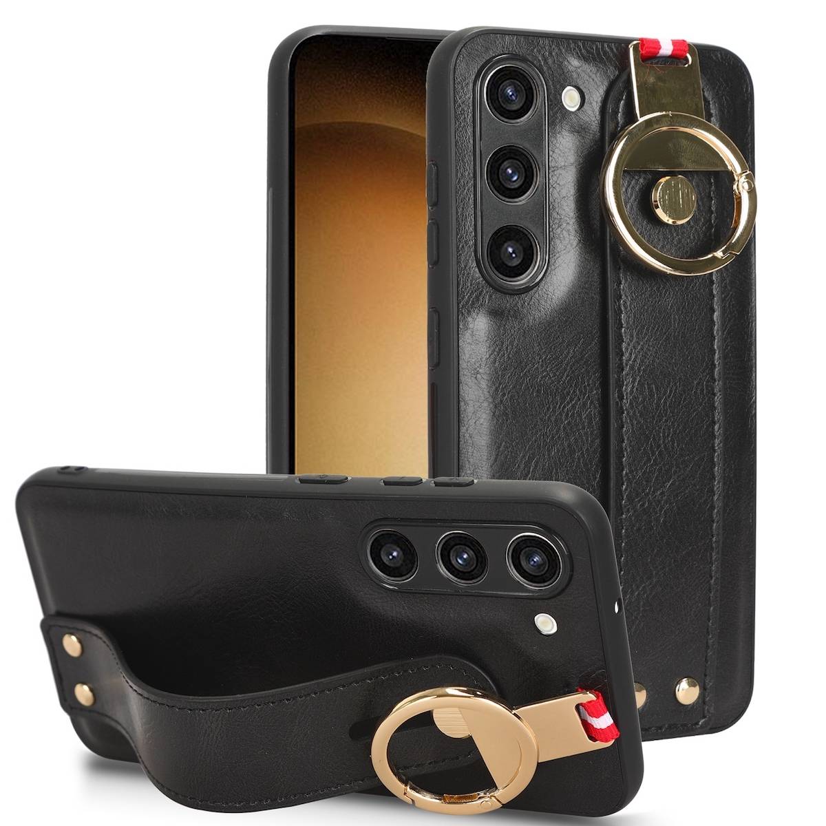 Für Samsung Galaxy S23 Handy Tasche Hülle mit Armbandhalter /Ringalter